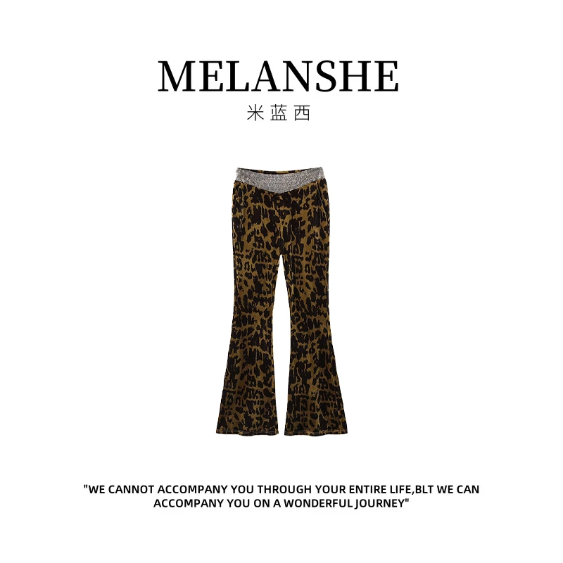 长裤潮流豹纹休闲裤秋季新款透气时尚阔腿裤印花-4027