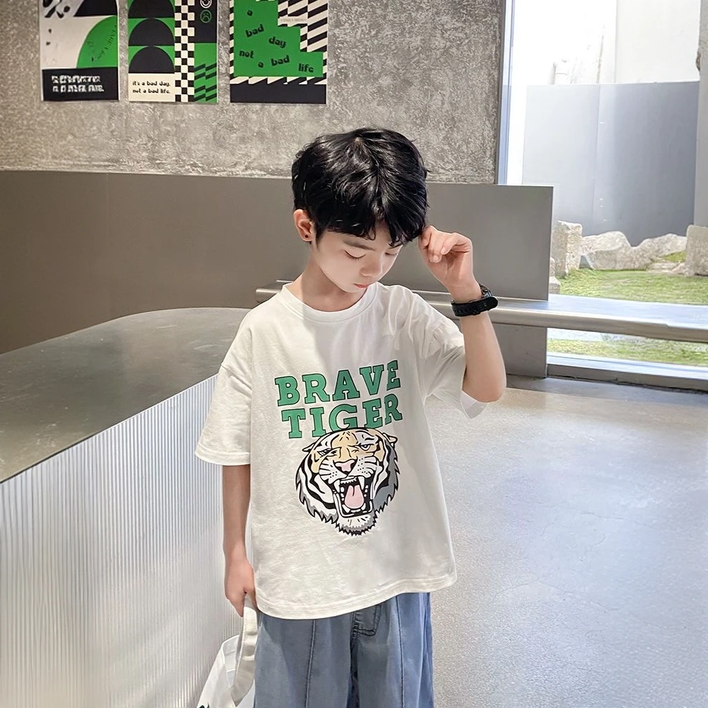 男童纯棉2025夏季新款T恤韩版潮牌上衣半袖衣休闲帅气宽松印花