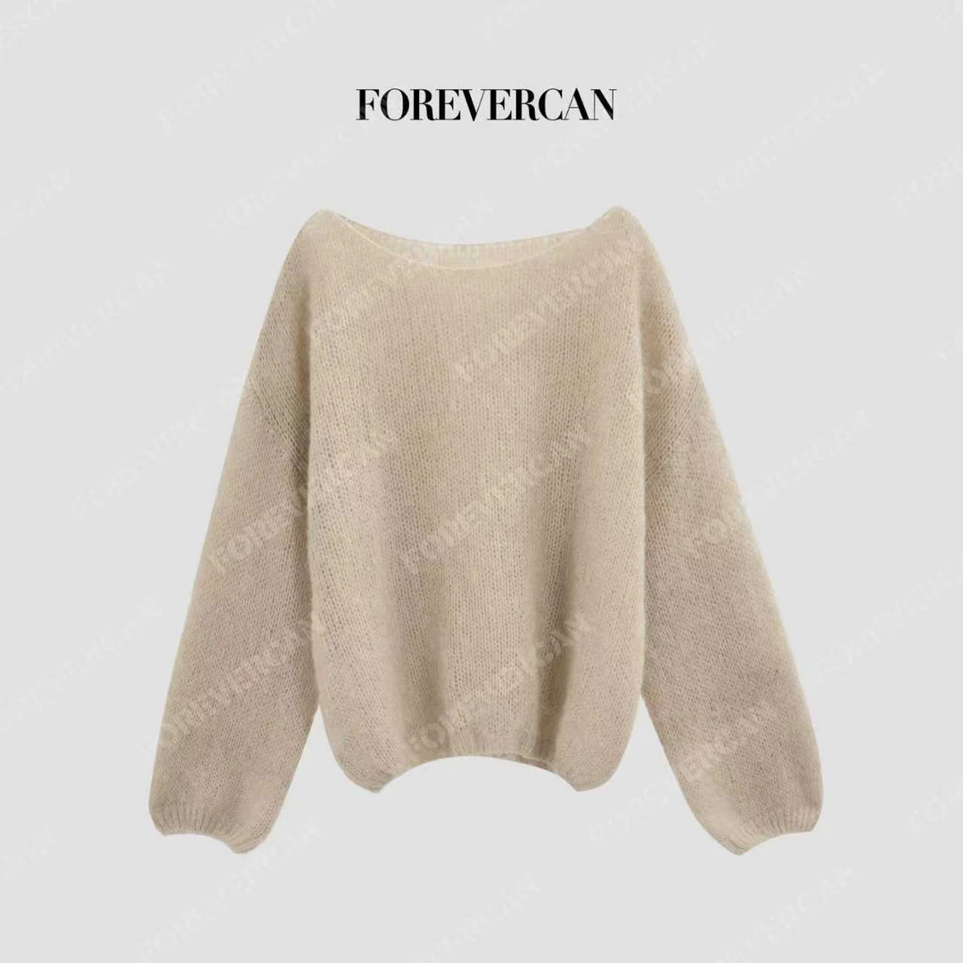 FOREVERCAN“勾勒秋意”极幼马海毛蓬松毛感灯笼袖毛衣 MY4763