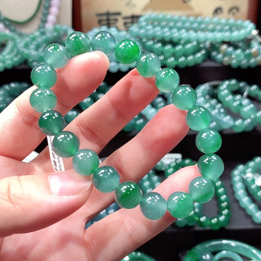 青***水翡翠未镶嵌手链卡10