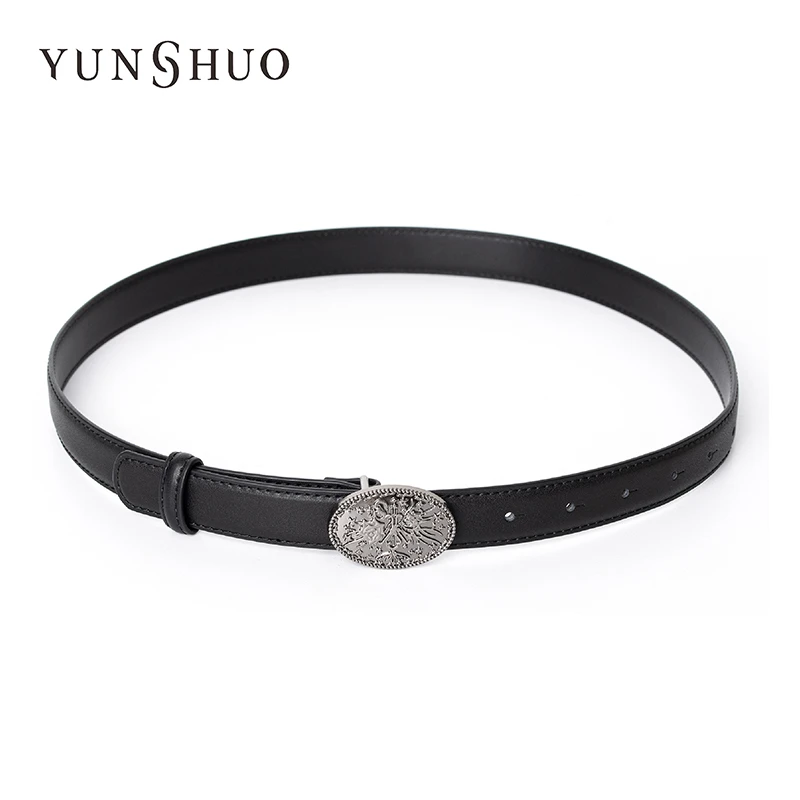 允硕时尚百搭气质皮带简约新款黑色ins女潮流复古腰带991074