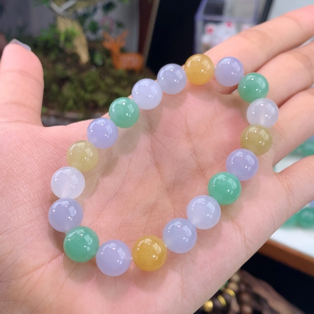 翡翠未镶嵌手链多宝手串