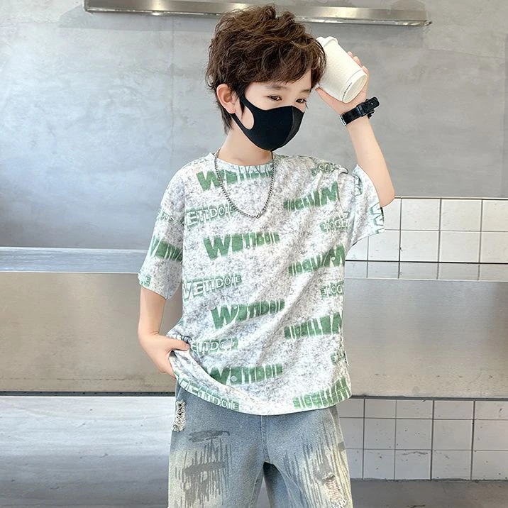 童装男童夏季痞帅短袖T恤儿童男孩纯棉2025中大童新款帅气上衣潮