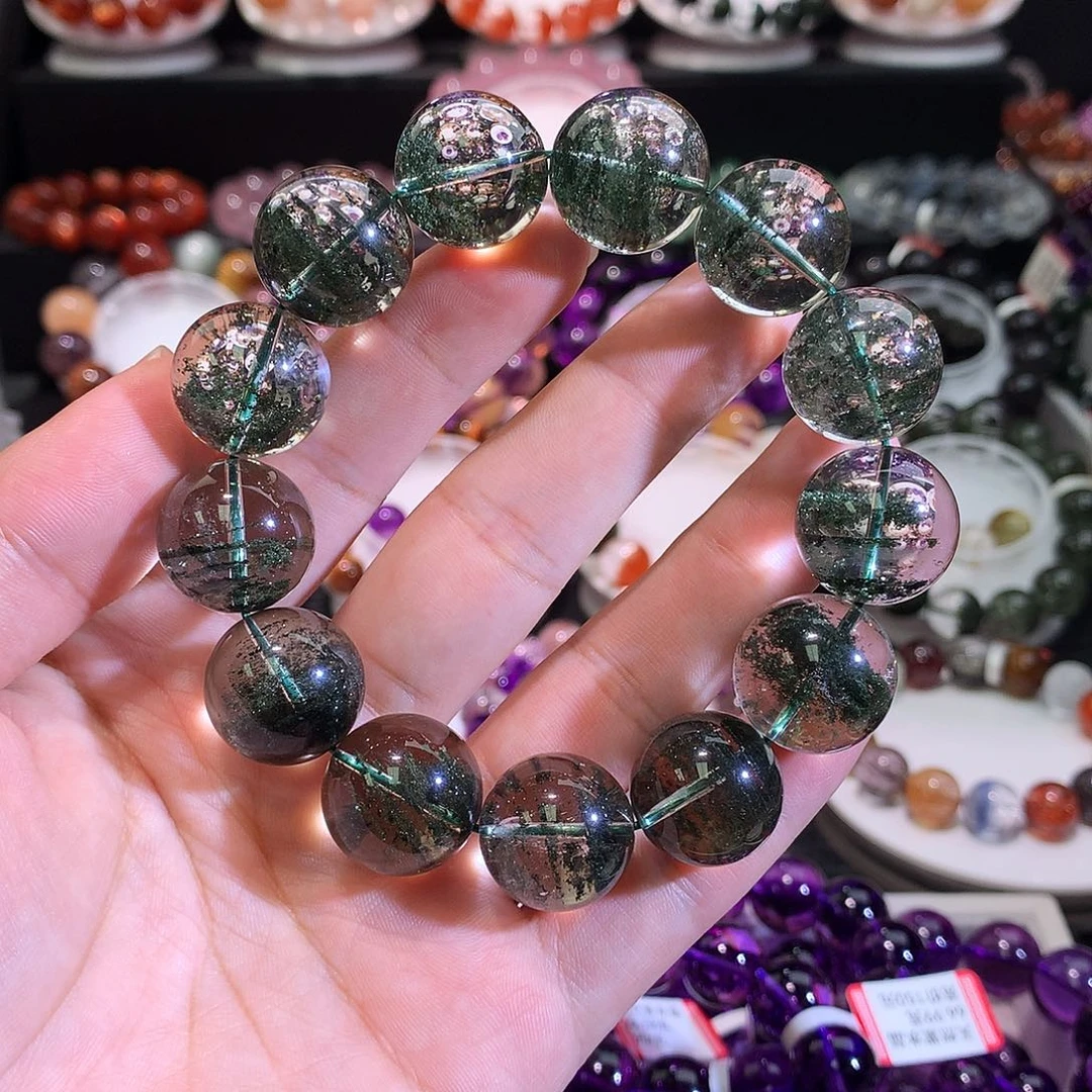 未镶嵌手链水晶巴西绿幽灵千层满天星18.5+