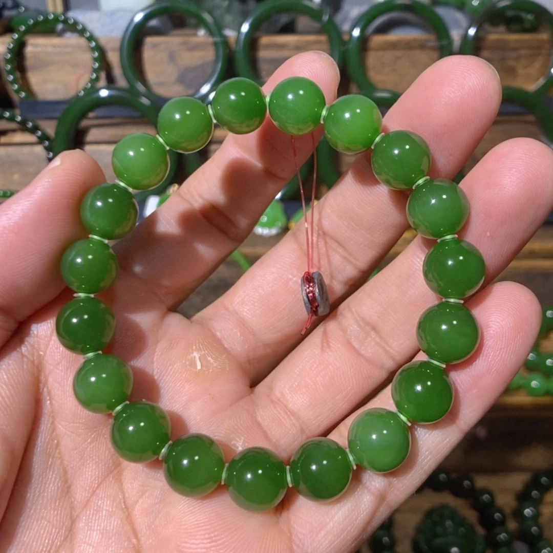【闪购商品】吊坠(不含链)未镶嵌和田玉俄料阳绿手串 10