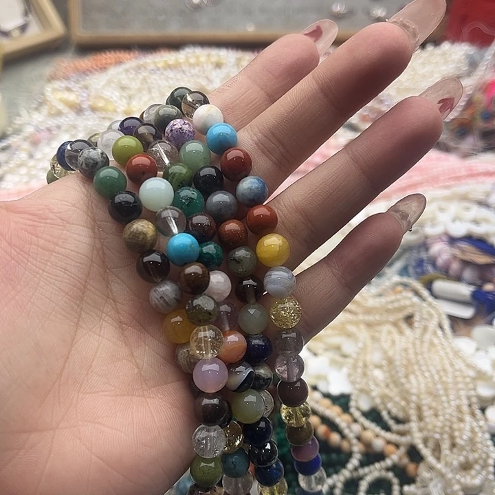 玛瑙/玉髓珠宝半成品未镶嵌一条8mm左右多宝珠