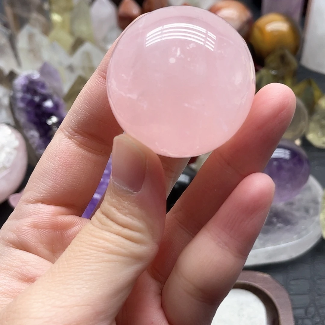 水晶未镶嵌珠宝半成品20粉水球4.1cm