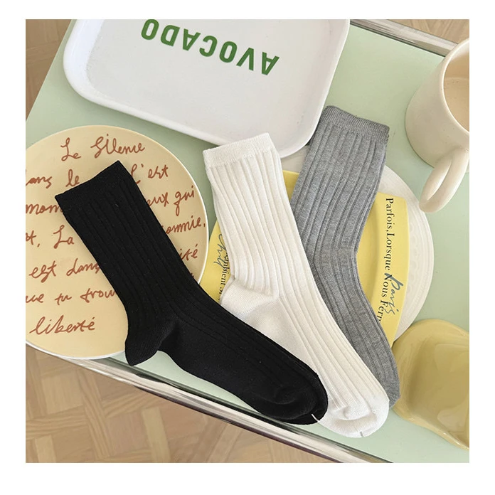 【燕子甄选】”堆堆袜“百搭透气坑条中筒袜 6双装  6728pj