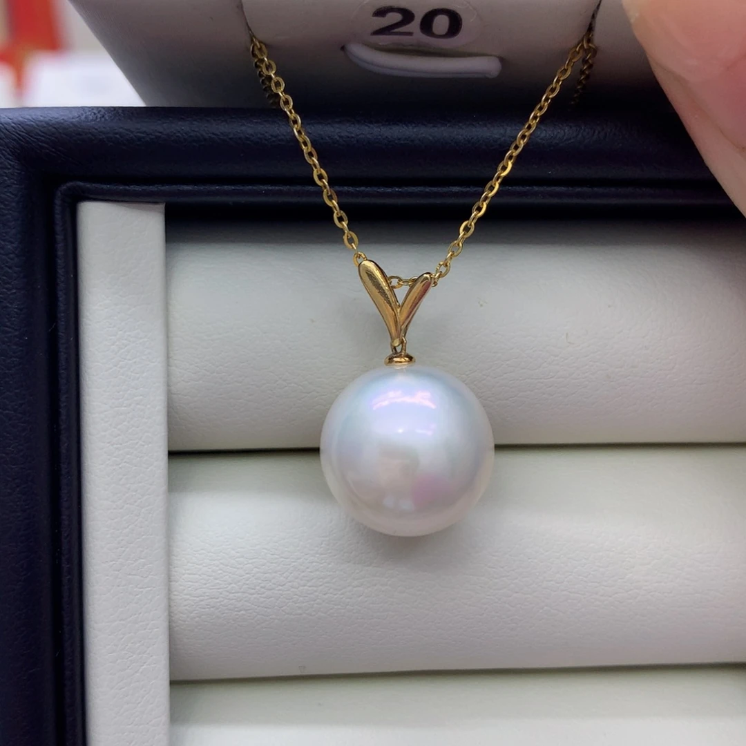 淡水珍珠18K金镶嵌吊坠(不含链)