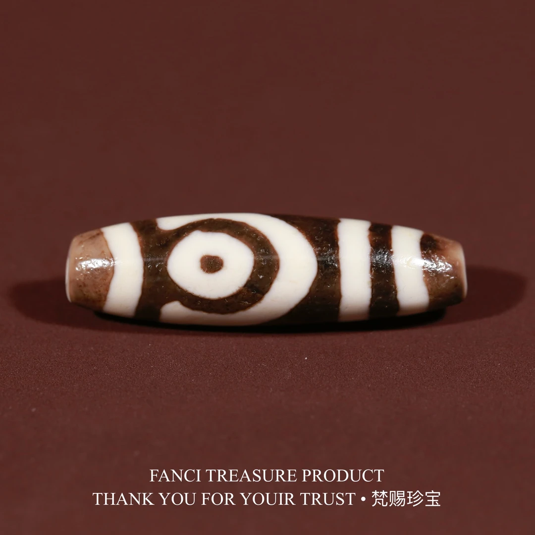 梵赐珍宝·【老冯超顶系列】手工台珠黑白如意二眼43.8x12.3mm天珠
