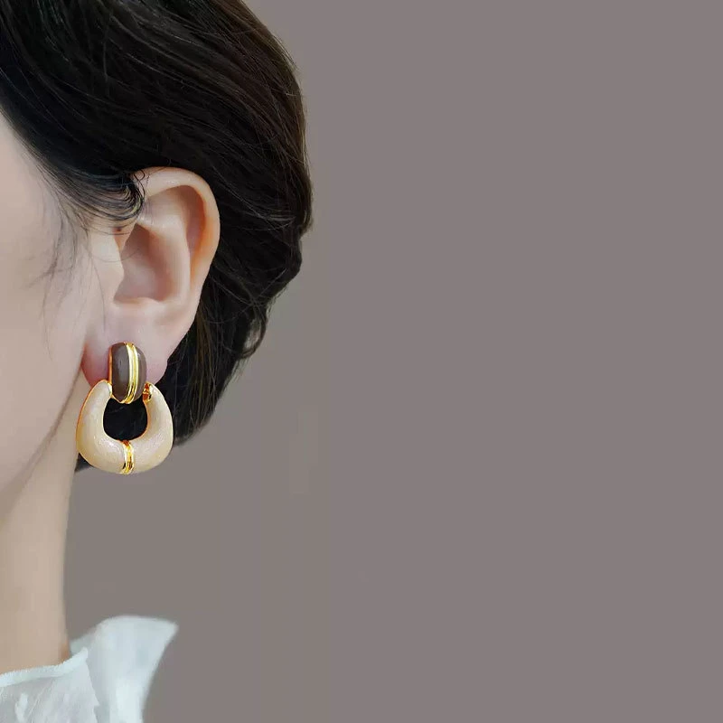 铜合金耳饰 【8093】轻奢高级感耳环女小众优雅镂空几何形耳钉耳饰