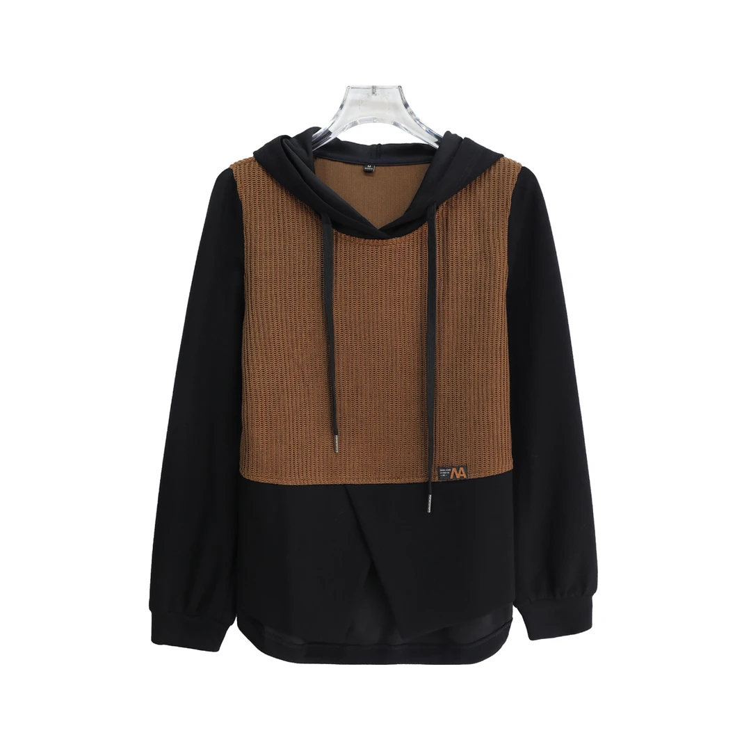 新款时尚减龄连帽设计感拼接高级感上衣S2966