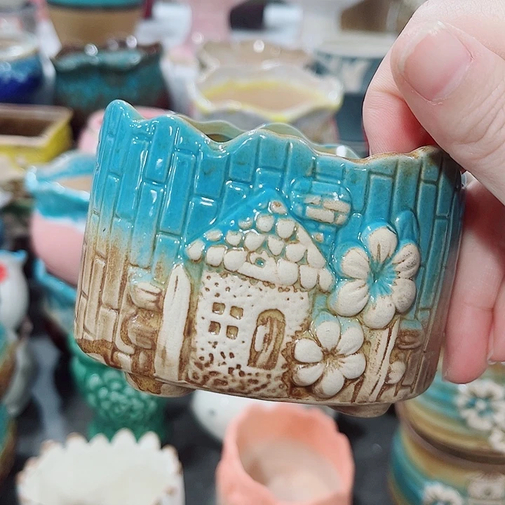 有孔。多肉陶瓷花盆满10元包邮