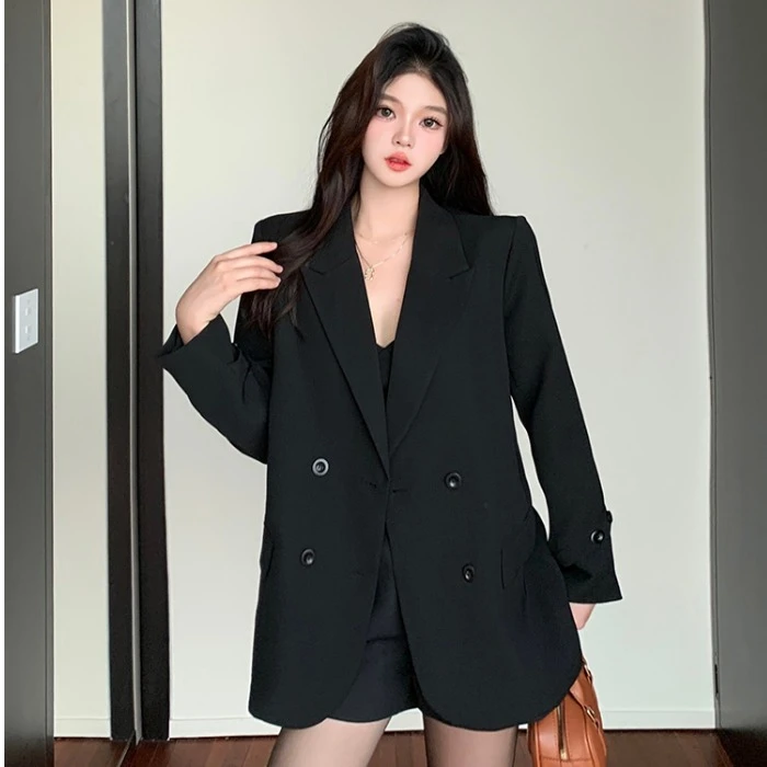 正肩长袖高级感西装外套女款爆款2025新款胖mm今年流行网红小西服