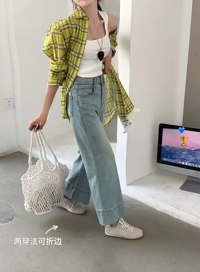 Wang Li Studio 夏季上新九分直筒窄版阔腿裤显瘦两穿可以折边880