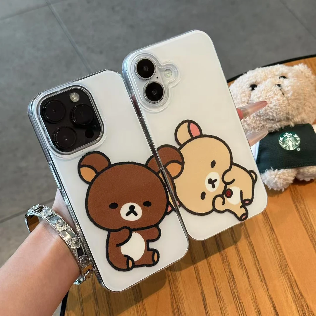 BANCA贴贴轻松熊情侣适用苹果16promax手机壳华为vivo小米15oppo