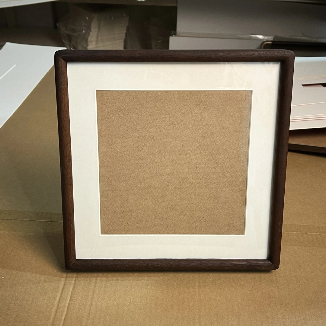 【背板25*25】榫卯相框胡桃木原木原色实木画框-弹珠背板