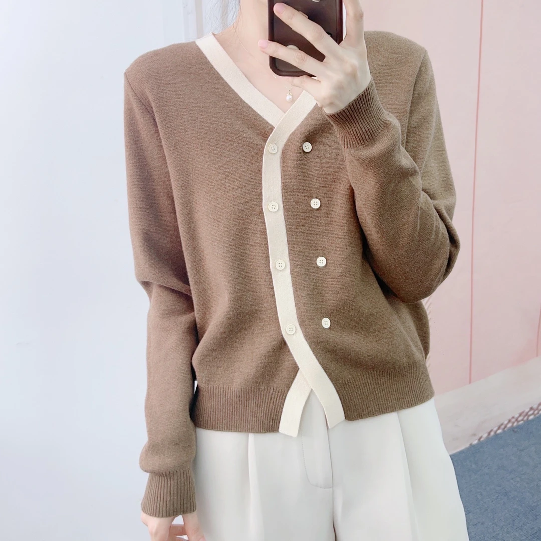 126【专柜同步在售】拼色双排扣针织衫241126/GJ