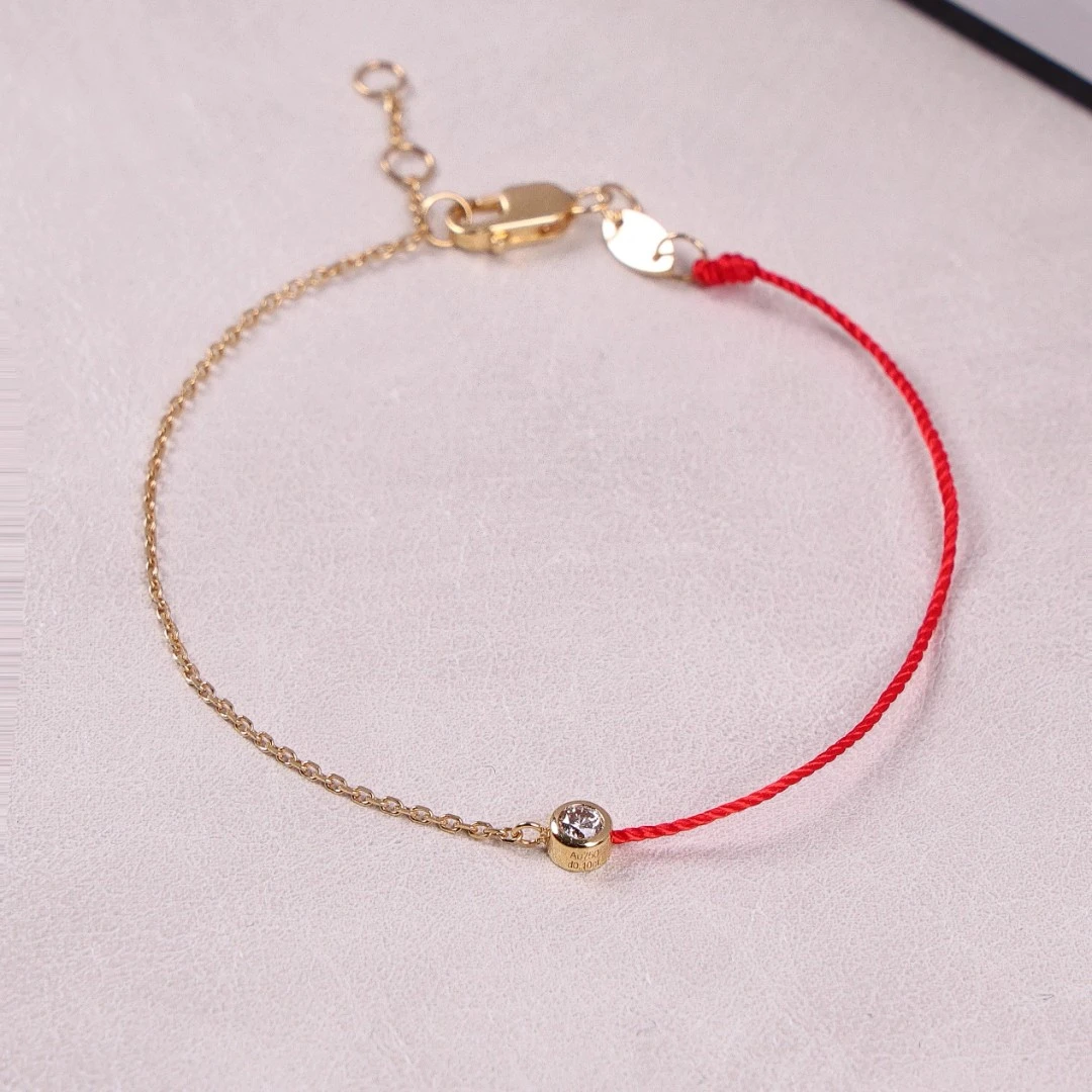 小红绳手链 18k金
