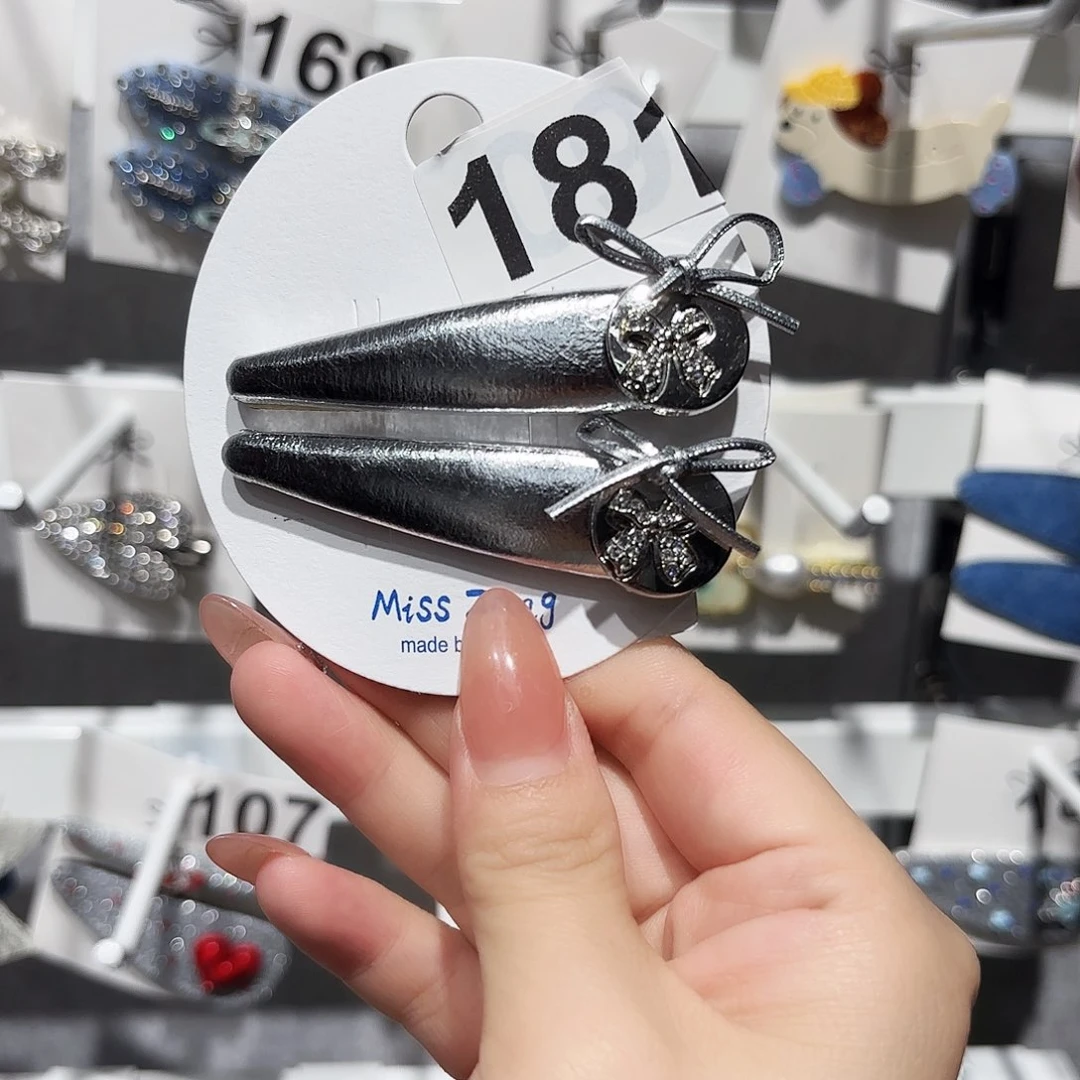 布艺铁合金银色蝴蝶结掰掰对夹