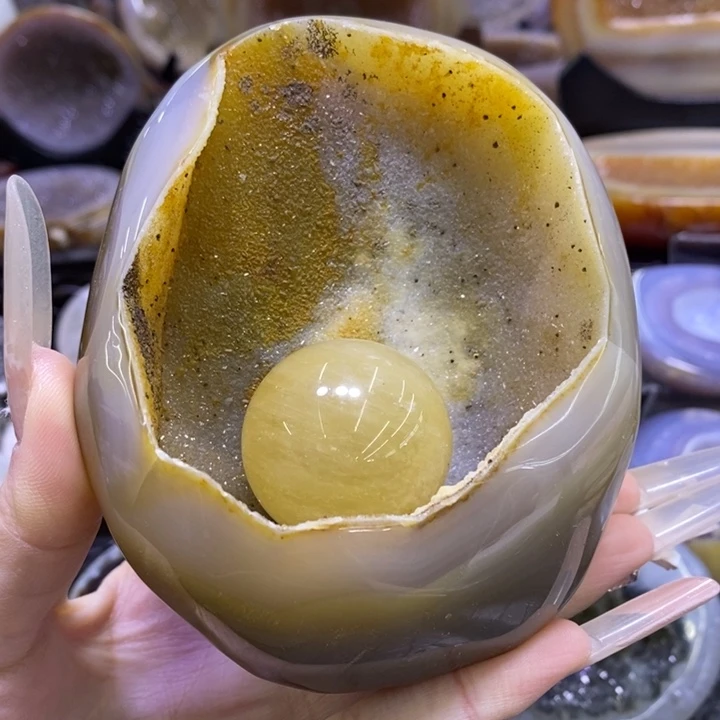 未镶嵌珠宝半成品水晶黄晶窝窝摆件