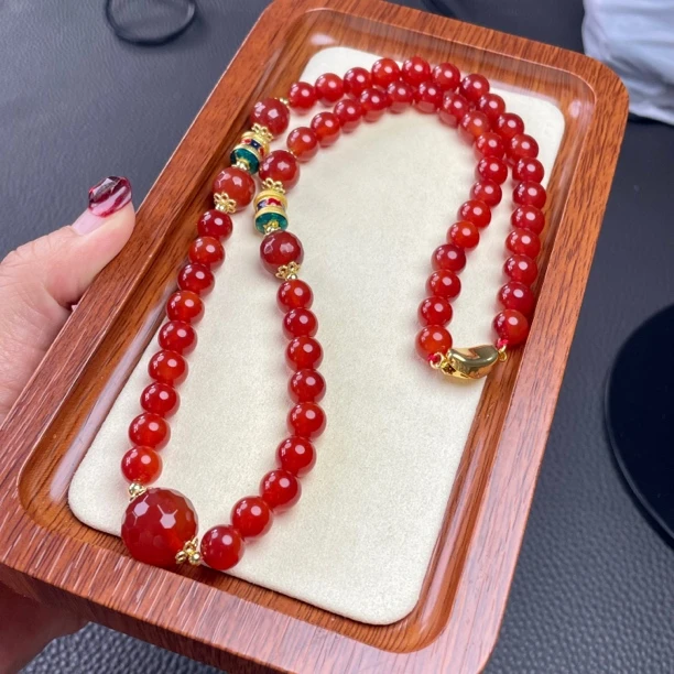 1247卡8红玛瑙民族风项链