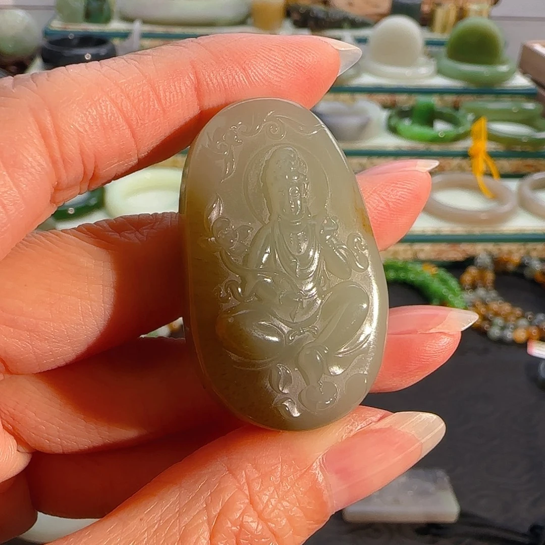 颈饰未镶嵌和田玉飘糖观音