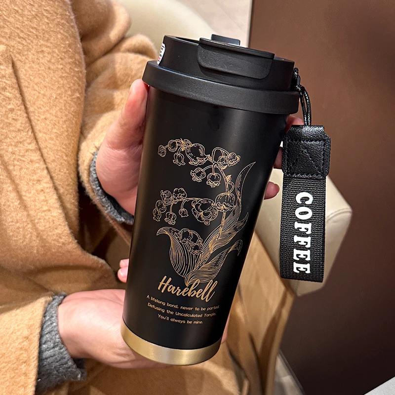 简约保温杯创意男带盖学生茶杯潮流女高颜值咖啡杯定制水杯新款