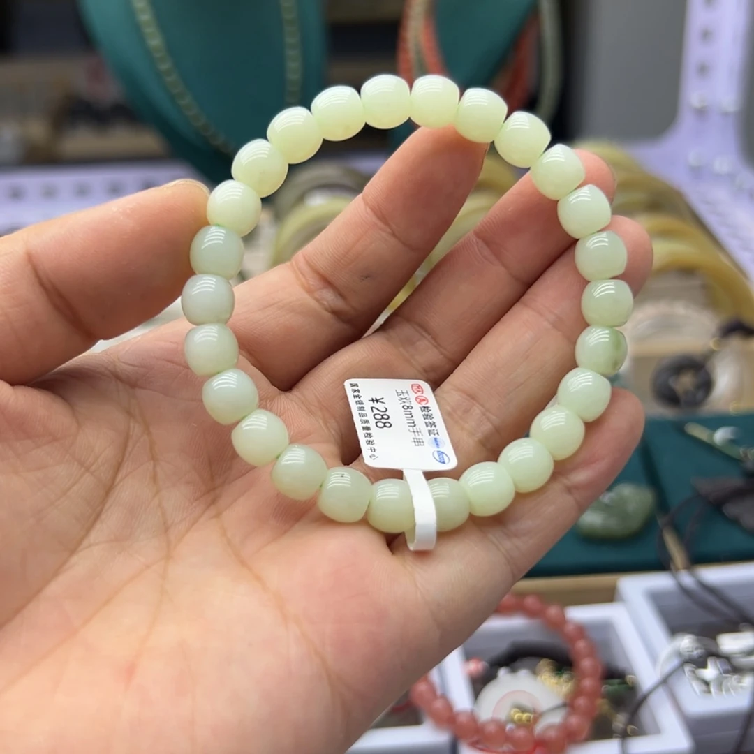 手串未镶嵌和田玉青白玉直切卡8