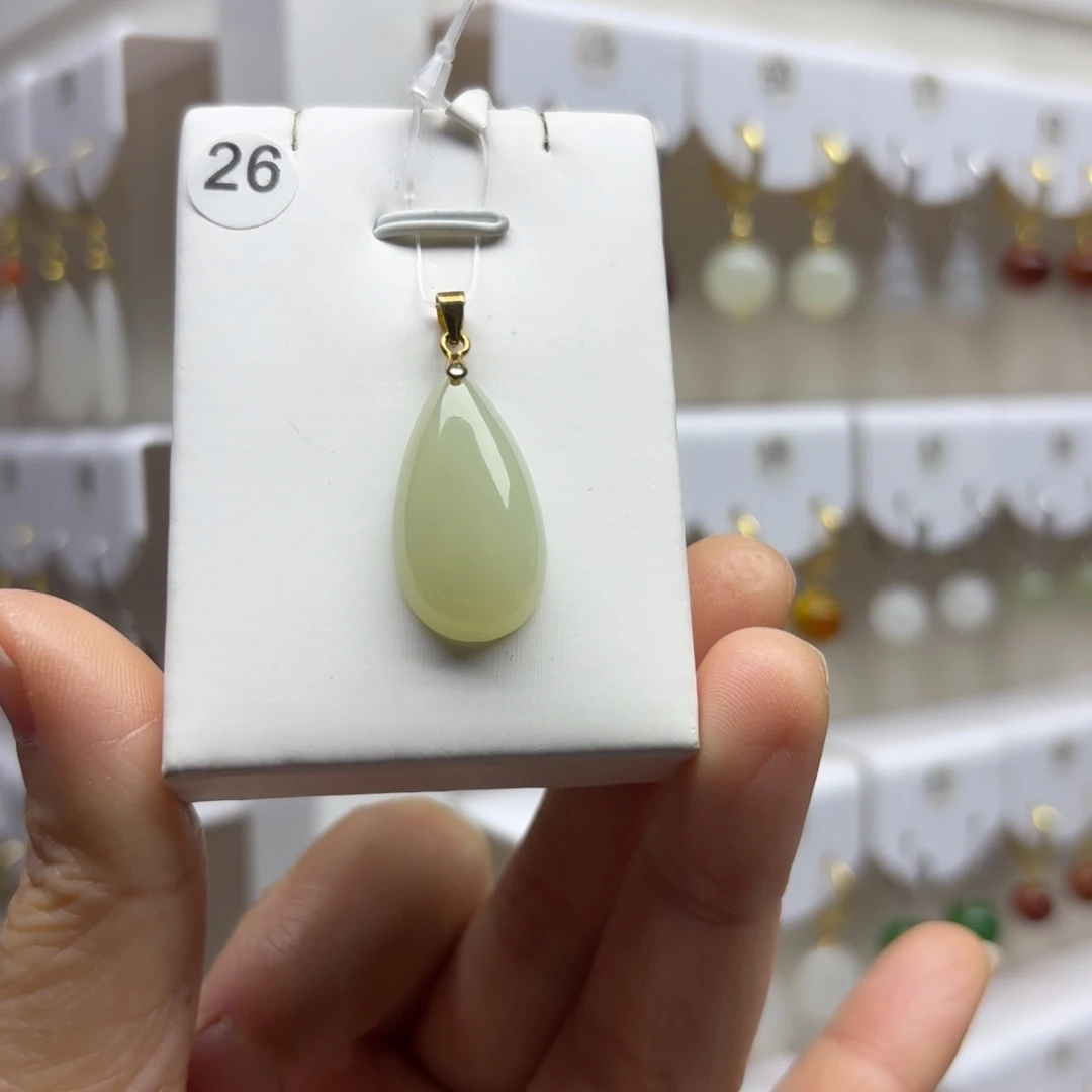 和田玉银S925镶嵌吊坠(不含链)