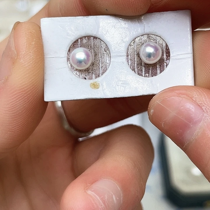 淡水珍珠耳饰银S925镶嵌留****说