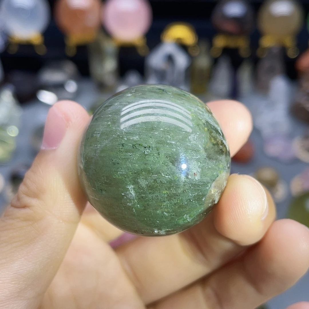 未镶嵌珠宝半成品水晶绿幽灵34.7mm