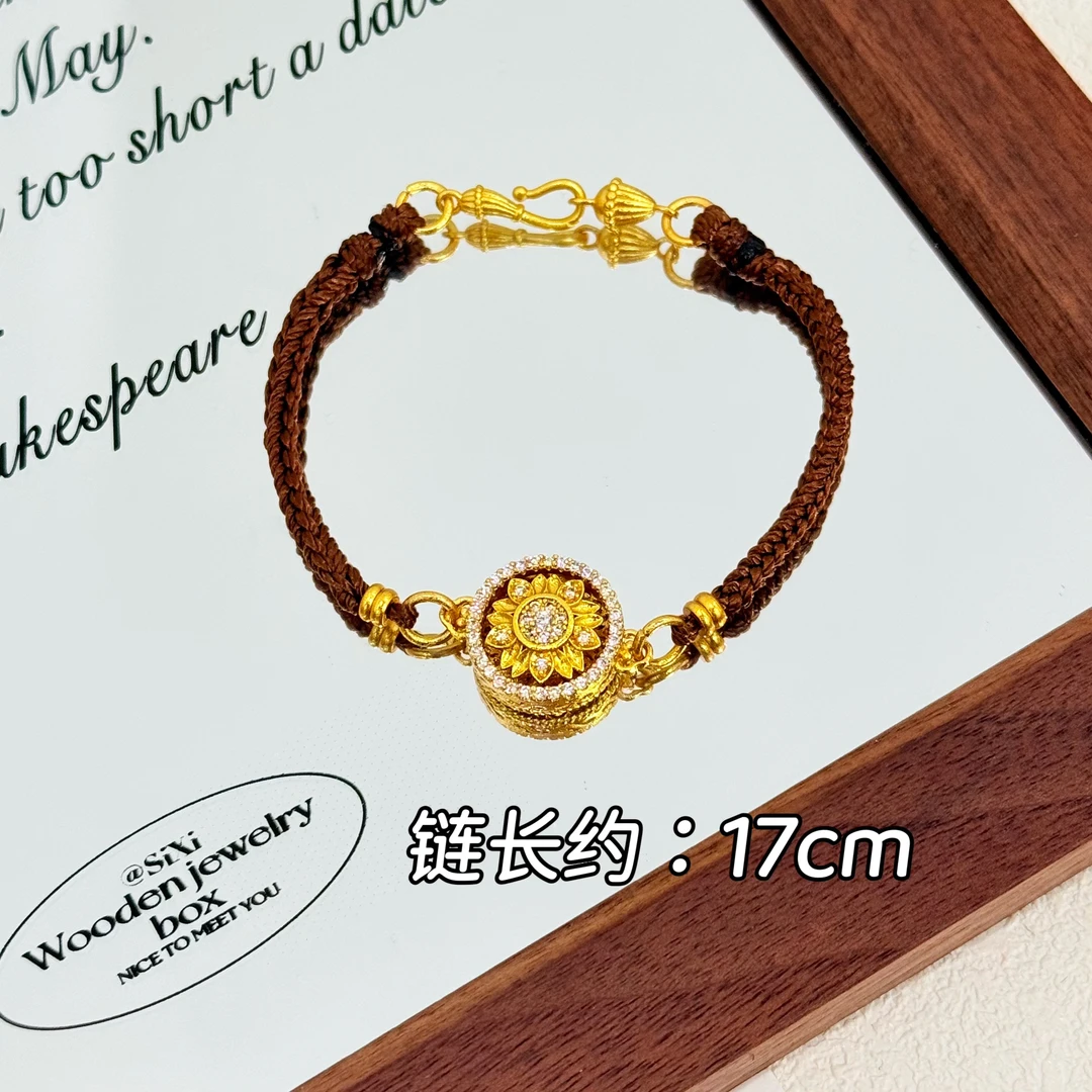 铜合金锆石手链 SL-207中式点钻可旋转太阳花精致手绳