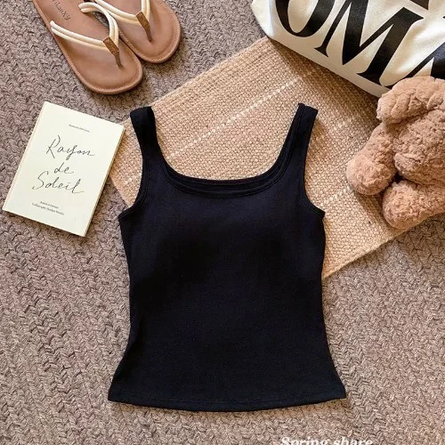 【肉总】纯色基础款修身带胸垫内搭美背