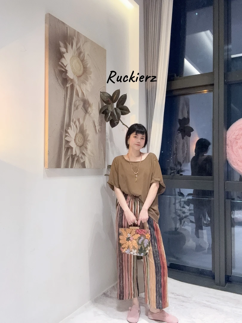 Ruckierz深圳南油原创彩虹裤休闲夏季直筒裤宽松显瘦松紧长裤1084