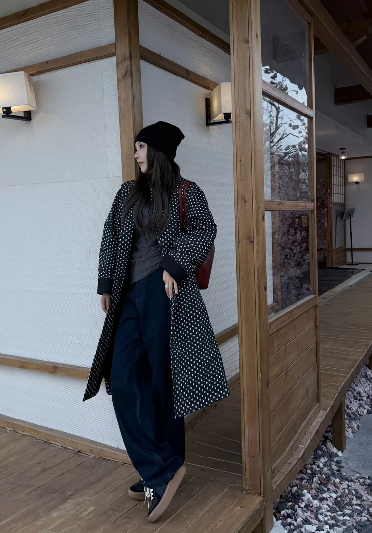 AMAZING IN | 1oo%棉 | 波点翻领长款棉服女A251110-AI5ADPJ90729