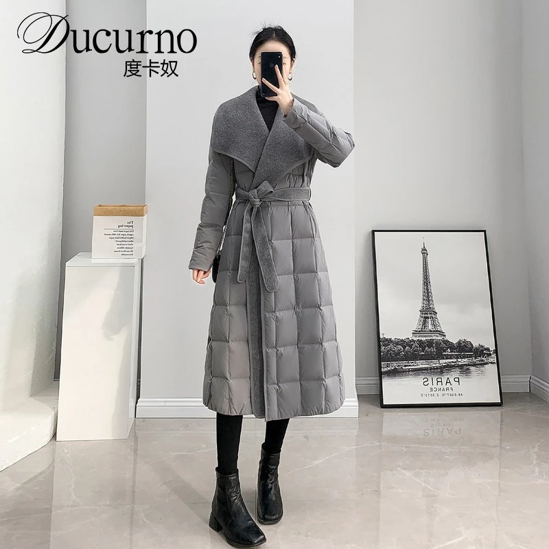 长款羽绒服女冬长过膝2026新款修身收腰洋气时尚大翻领小个子外套