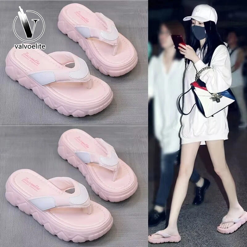 VALVOELITE人字拖鞋女外穿时尚夹脚凉拖夏新款防滑厚底女运动鞋