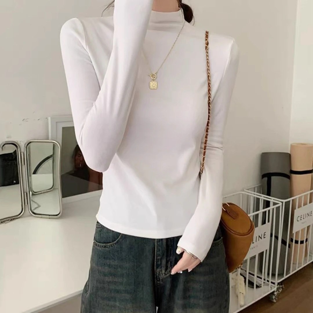 850 纯色小半领秋季品质百搭长袖打底衫