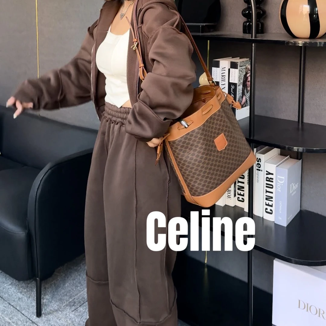 修复品8615038/Celine /思琳中号抽绳水桶包