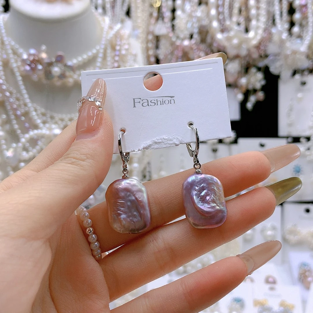 银S925镶嵌耳饰淡水珍珠