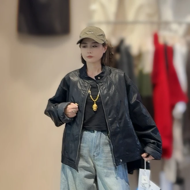 3070冬季新款韩版时尚休闲宽松PU百搭外套