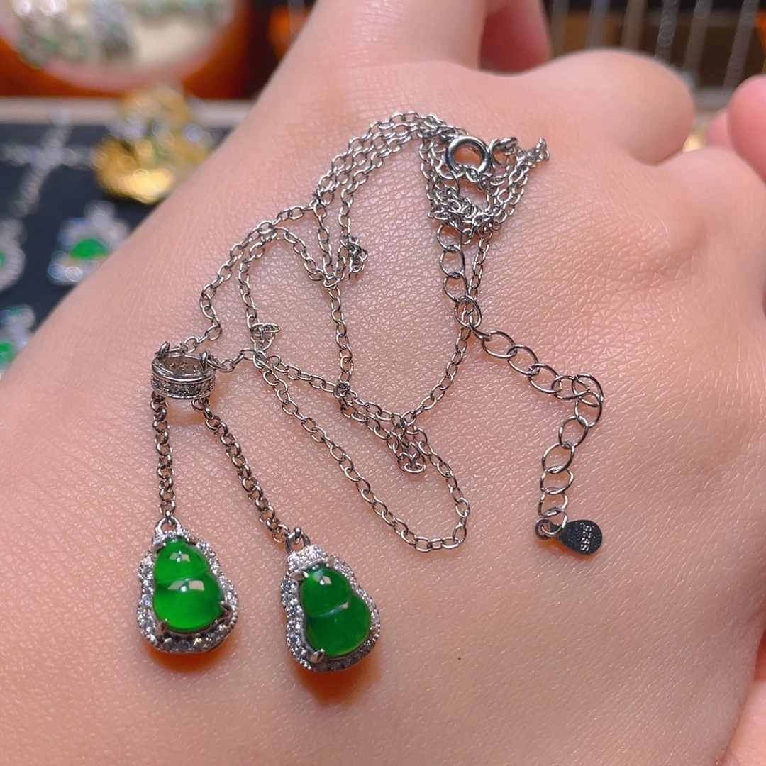 翡翠银S925镶嵌吊坠(不含链)