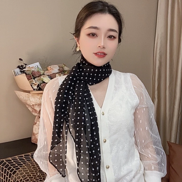 2025春夏薄款法式牛奶丝玫瑰花朵丝巾多功能飘带百搭围巾