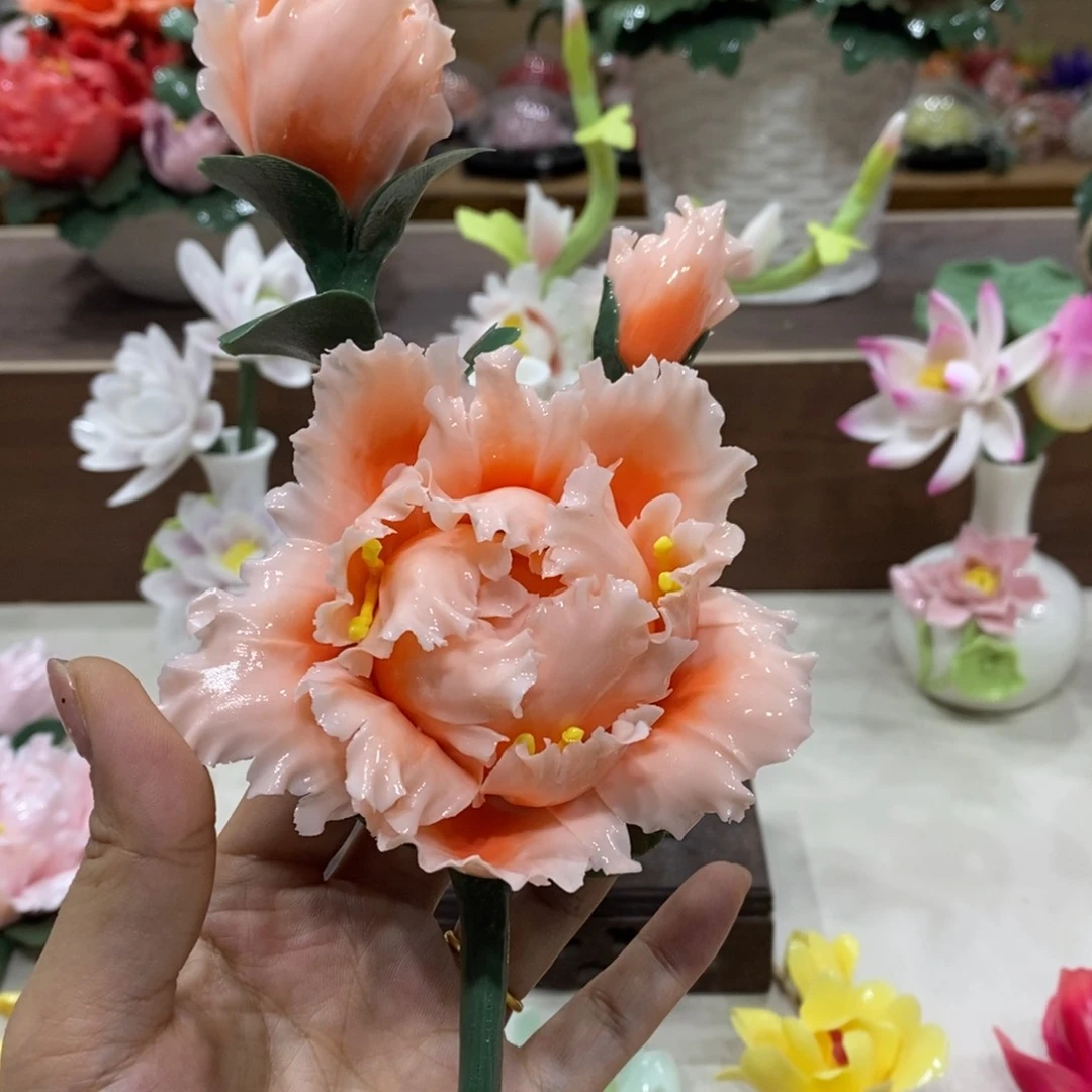 摆件陶瓷手工花摆件