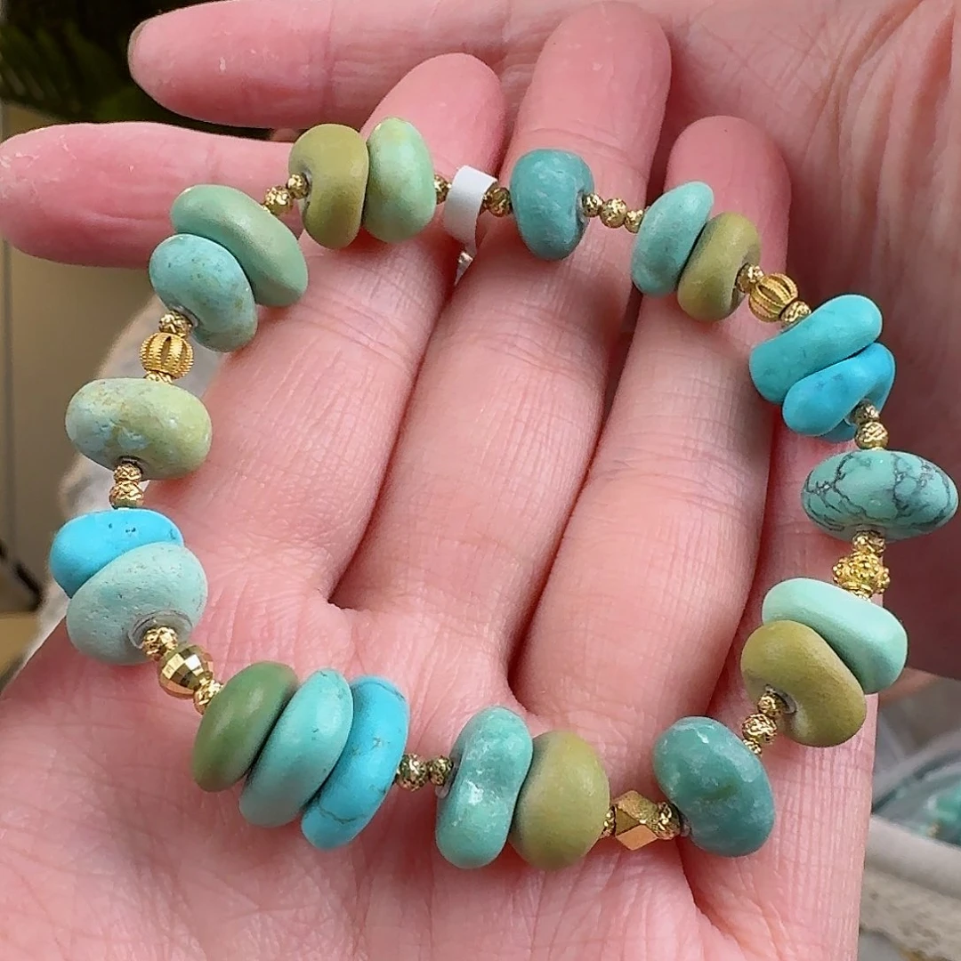 绿松石珠宝奇石18K金镶嵌