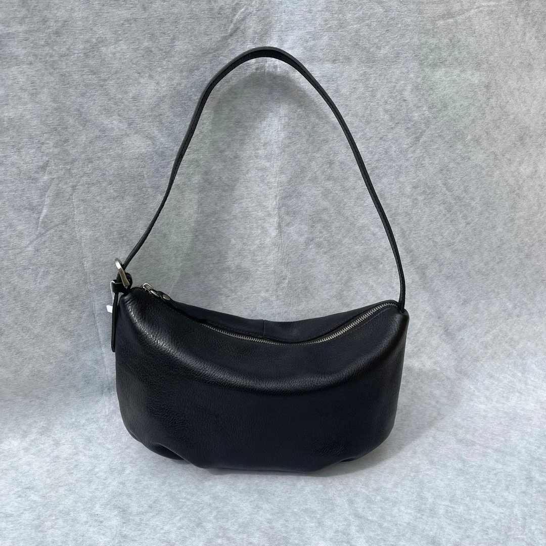 新款植鞣头层牛皮超软糯云朵包复古百搭简约饺子包小众单肩斜挎包