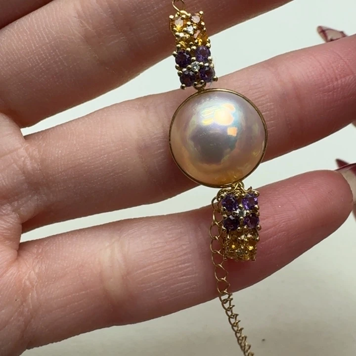 拼合珍珠（马贝珠）手绳18K金镶嵌