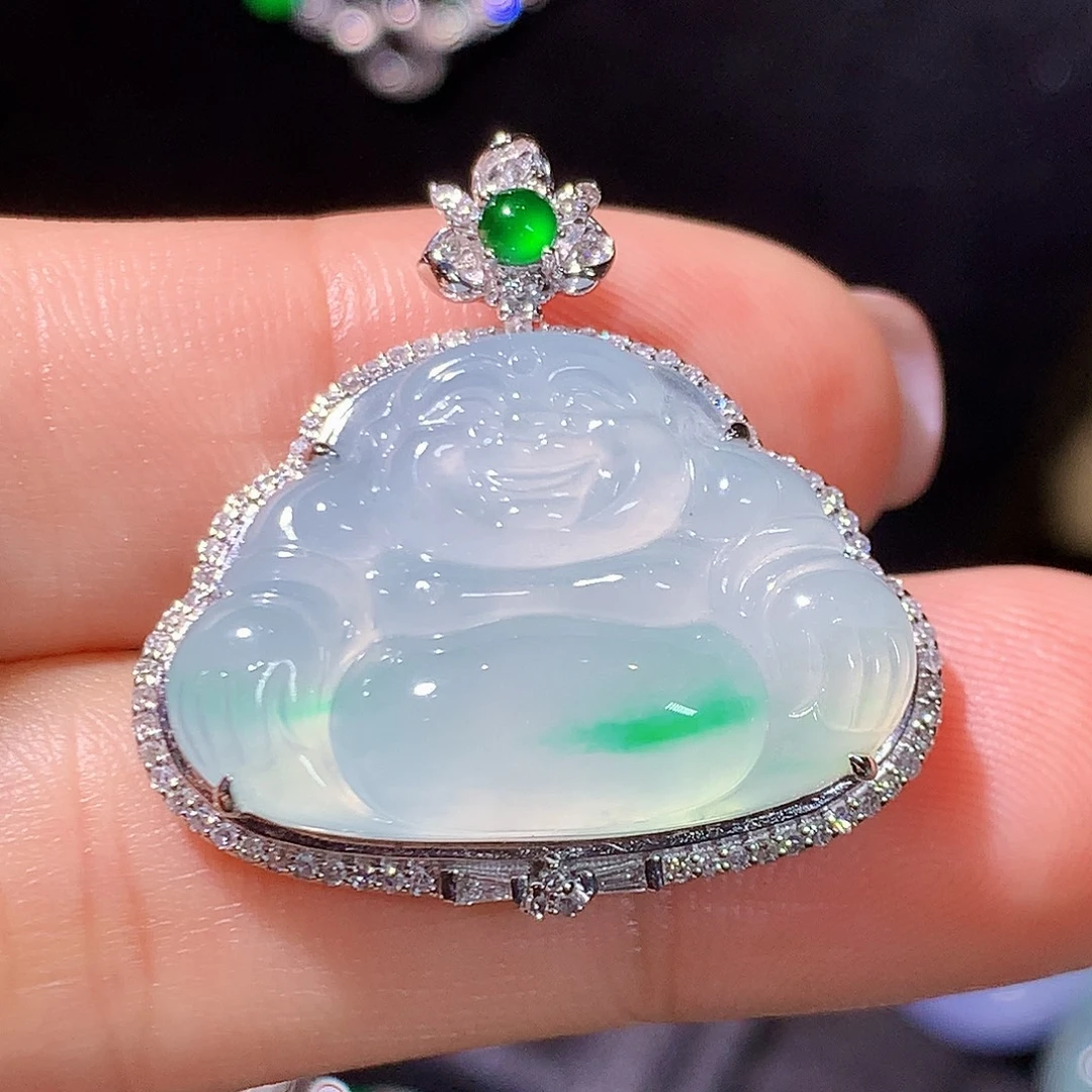 翡翠18K金镶嵌吊坠(不含链)