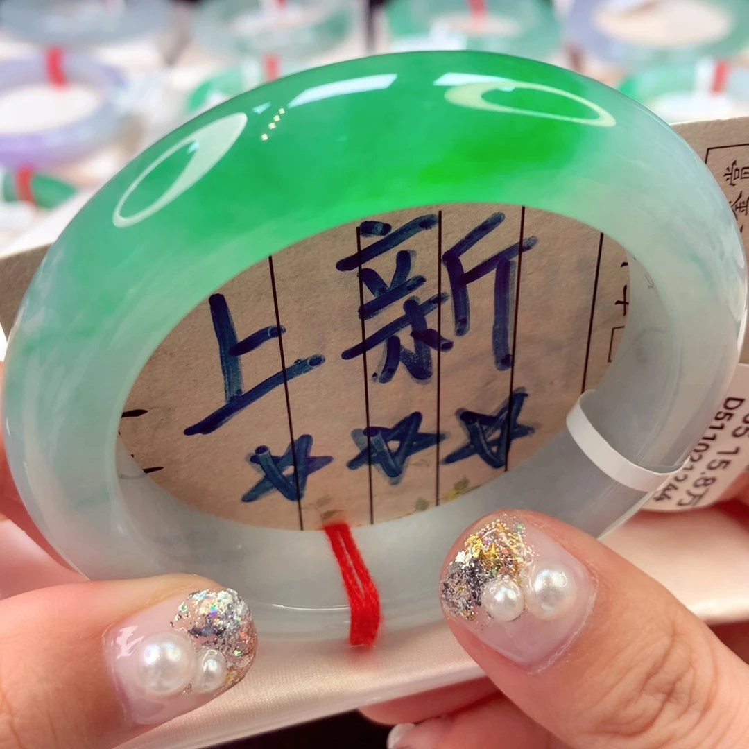 未镶嵌手镯翡翠上新冰阳绿33号正圈77